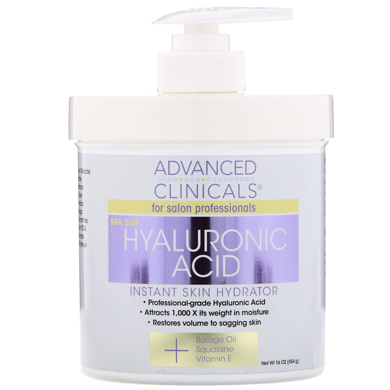 Advanced Clinicals Hyaluronic Acid, Instant Skin Hydrator 16 oz (454 g