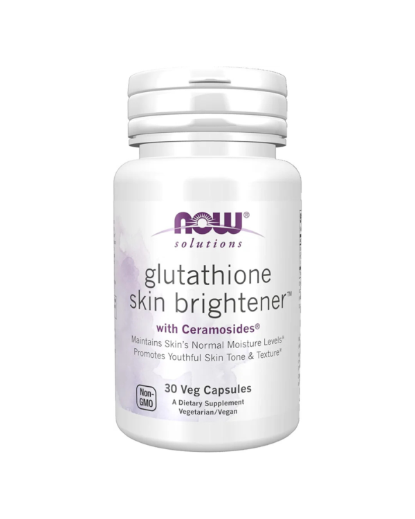 NOW Foods Solutions, Glutathione Skin Brightener with Ceramosides®, Moisturizing and Illuminating, 30 Veg Capsules