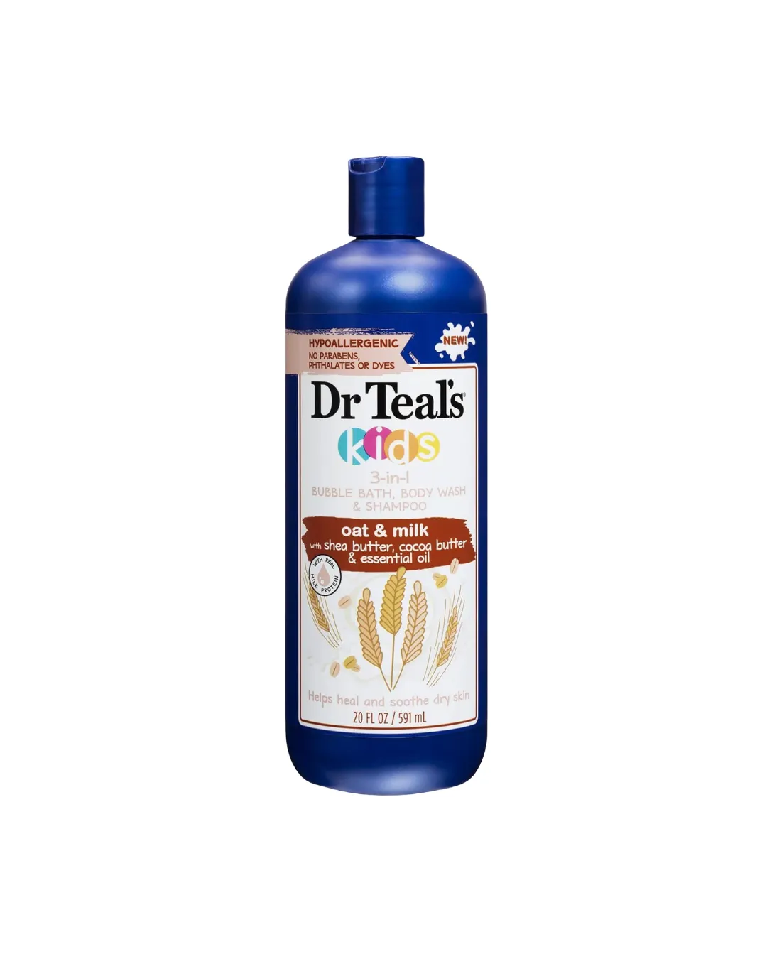 Dr Teal’s Bubble Bath, Body Wash & Shampoo Oat and Milk 591ml