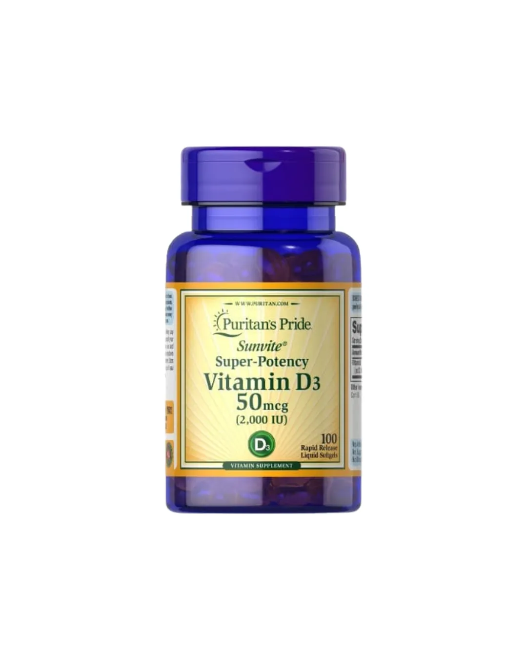 Puritan’s Pride Vitamin D3 50mcg 2000 IU 100 Softgels